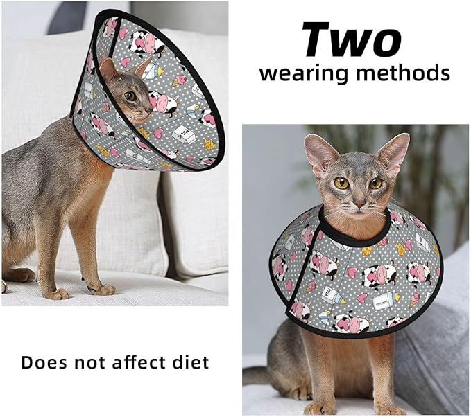 Lightweight Dog Recovery Collar Cartoon Cow Character, Soft Dog Cone Alternative After Surgery, Breathable Elizabethan Collar for Large Medium Small Dogs, Prevent Licking