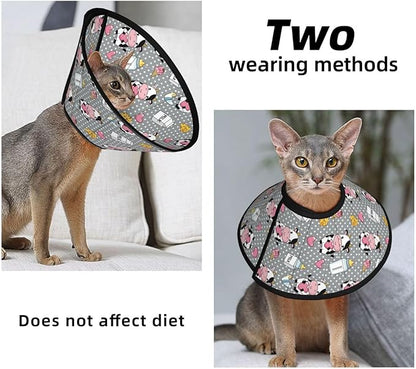 Lightweight Dog Recovery Collar Cartoon Cow Character, Soft Dog Cone Alternative After Surgery, Breathable Elizabethan Collar for Large Medium Small Dogs, Prevent Licking