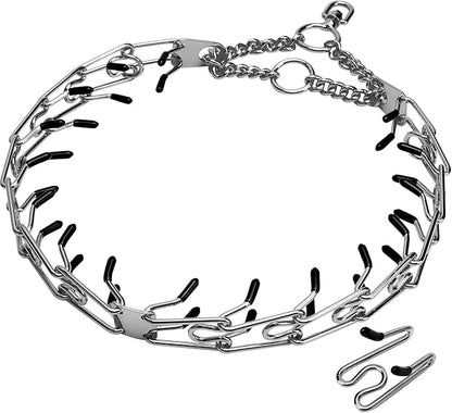 Stainless Steel Prong Pinch Collar for Dogs, Adjustable Training Collar with Quick Release Buckle for Small Medium Large Dogs (Silver, 22")