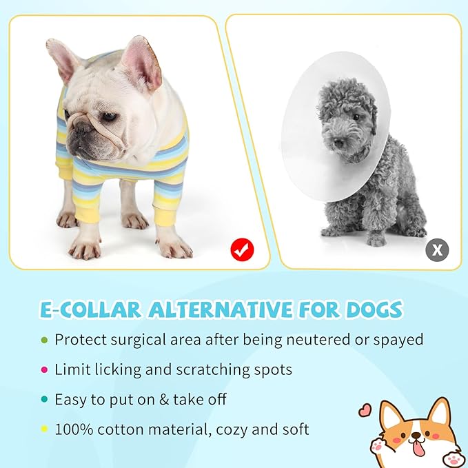 Dog Onesie for After Surgery Recovery Suit Pet Surgical Suit for Female Male Cone E-Collar Alternatives After Spay Abdominal Wounds Protector Dog Anti-Licking Onesie for Small Medium Dogs