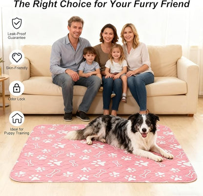 BEAUTYZOO Washable Pee Pads for Dogs, 72" x 72" Extra Large Reusable Puppy Pads, Absorbent Potty Training Dog Mats, Non-Slip Pet Whelping Pads for Incontinence, Housebreak, Crate, Bed, Playpen, Pink
