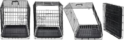 DONORO Dog Crates for Small Size Dogs Indoor Double Door Dog Kennels & Houses for Puppy and Cats, Collapsible Metal Contour Dog Cages (Black, 36.0" L x 23.0" W x 25.0" H)