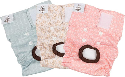 CuteBone Dog Diapers Female Washable Small Medium Large 3 Pack Reusable Doggie Diapers Puppy Period Pants for Doggy Heat Cycle Peeing