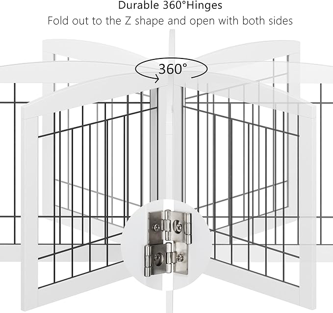 Dog Gate - 4 Panel Foldable Pet Gate Indoor for Doorways, House, Stairs, Freestanding Gate for Dogs - 80x24 -Inch Puppy Safety Fence by PAWLAND, White