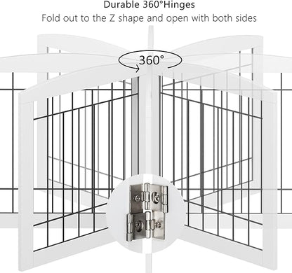 Dog Gate - 4 Panel Foldable Pet Gate Indoor for Doorways, House, Stairs, Freestanding Gate for Dogs - 80x24 -Inch Puppy Safety Fence by PAWLAND, White