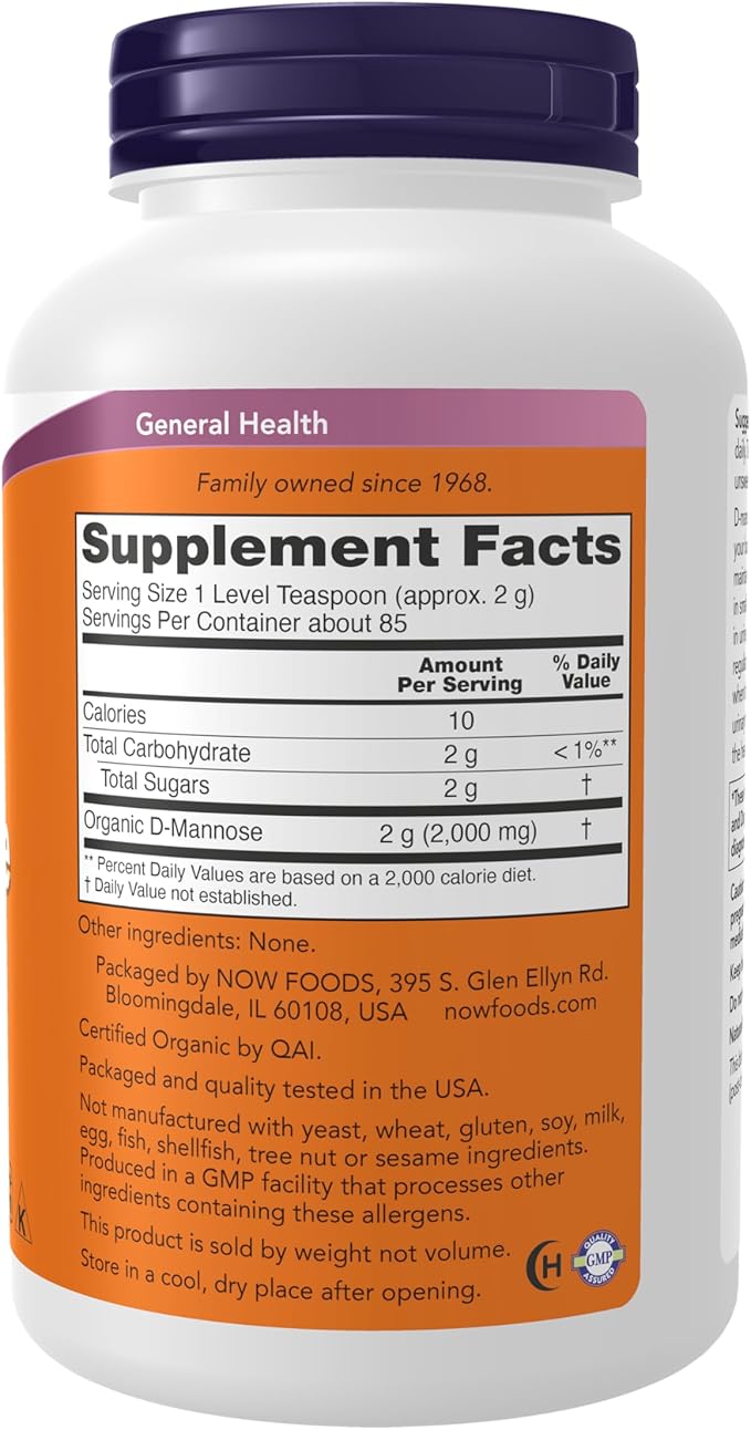 NOW Foods Supplements, D-Mannose Powder, Non-GMO Project Verified, Healthy Urinary Tract*, 6-Ounce