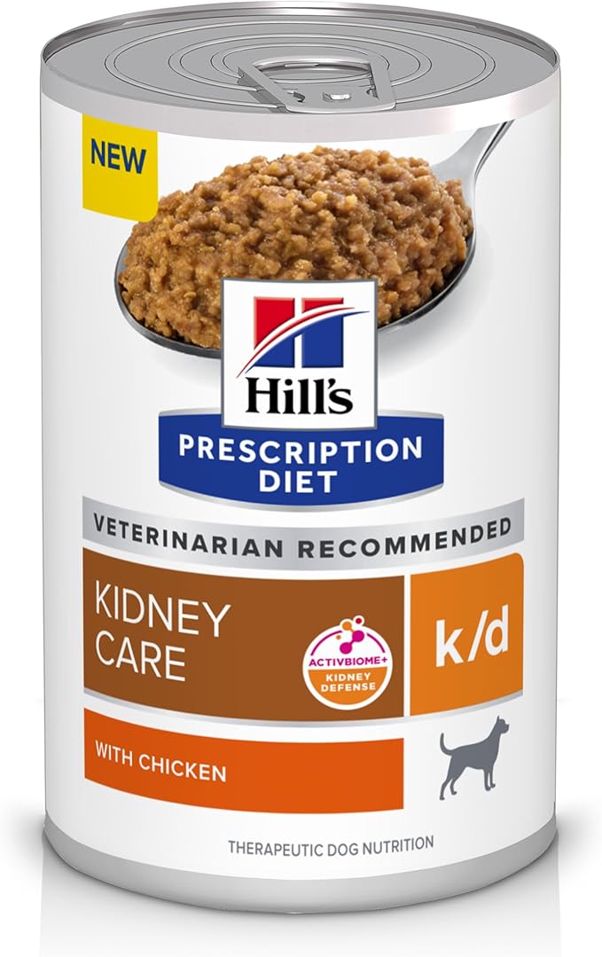 Hill's Prescription Diet k/d Kidney Care Wet Dog Food, Chicken, 13 oz. Cans, 12-Pack