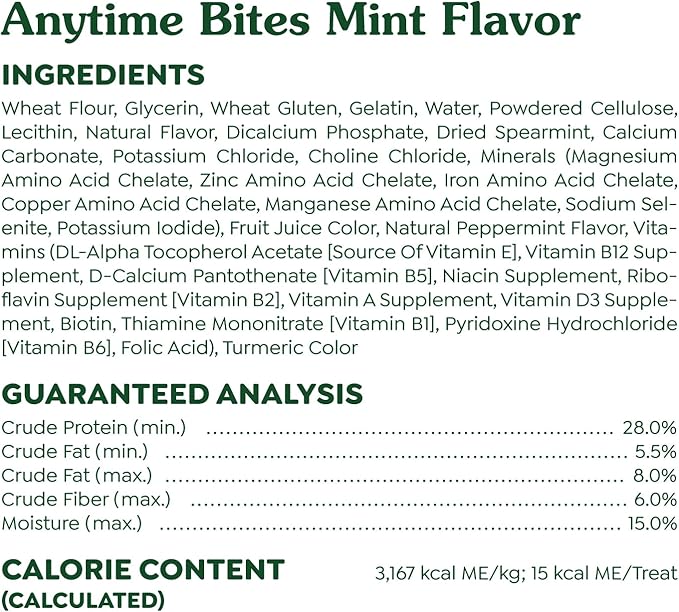 Greenies Anytime Bites Dog Treats,Mint Flavor,Dog Training Treats,10.3 oz. Bag,(Pack of 2)