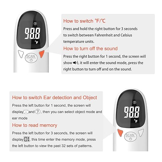 Cat & Dog Thermometer, pet Ear Thermometer, Specially Designed for Pets, Quickly and accurately detects Temperature in 1 Second (White)