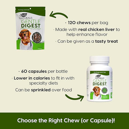 Ark Naturals Gentle Digest Soft Chews, Vet Recommended Dog and Cat Prebiotics and Probiotics, Digestive and Immune System Support, 1 Pack
