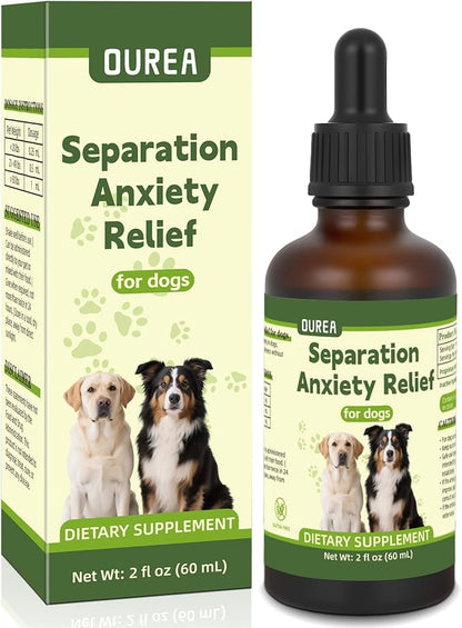 Ourea Separation Anxiety Relief for Dogs, Calming Care for Dogs, Helps Relieve Anxiety During Separation, Valerian Root for Anxiety Drops, Easy to Use (2 fl oz)
