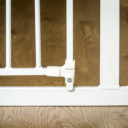 Regalo Safety 29-38.5" Baby Gate for Doorways & Bottom of Stairs, Pressure Mounted Baby Gate with Door for Babies, Toddlers & Pets, Tested & Safe for 30 Years, American Designed, American Owned, White