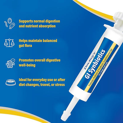 Doc Roy’s GI Synbiotics Probiotic & Prebiotic Supplemental Gel for Dogs & Cats, Digestive & Immune Health Supplement with Live Cultures, BgMOS & Beta Glucans, Chicken Flavor, 30ml Oral Gel