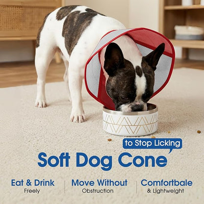 Cone for Dogs, Soft Dog Cone for Medium Large Dogs, Dog Cones Collar After Surgery to Stop Licking, Adjustable Pet Cones Alternative with Double-Layer Design, Red L