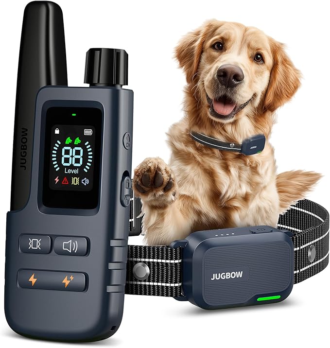 Jugbow Dog Shock Collar - 4200FT Dog Training Collar with Remote Innovative IPX7 Waterproof with 4 Training Modes, Rechargeable E-Collar for All Breeds(NBU)