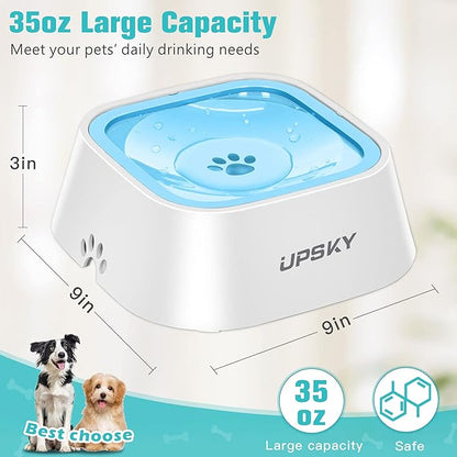 UPSKY No-Slip Slow Drinking Bowl - 35oz No Spill Pet Water Dispenser for Dogs and Cats