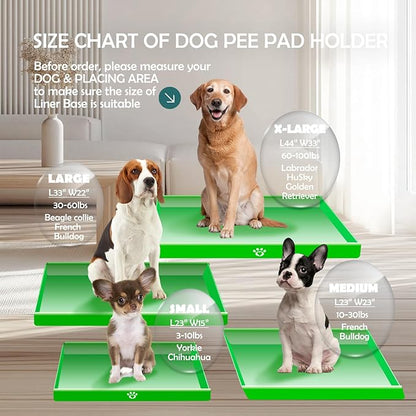 MEEXPAWS Dog Pee Pad Holder Tray Foldable, Puppy Pad Holder Liner Base High Side, Dog Litter Box Indoor for Small Dog 23 x15 in, Training Pad Holder Leak-Proof, Potty Pad Holder for Dogs Easy Clean