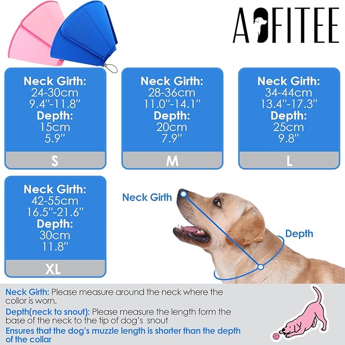 AOFITEE Soft Dog Cone Collar Anti-Licking, Dog Cone Alternative After Surgery, Elizabethan Cones for Large Dogs Post-Surgery, Neuter Recovery Pet Dogs E-Collar(Blue,X-Large)