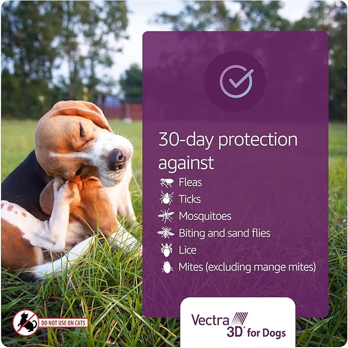 Vectra 3D For Dogs Flea, Tick & Mosquito Treatment & Prevention For Extra Large Dogs Over 95 lbs - 3 Month Supply