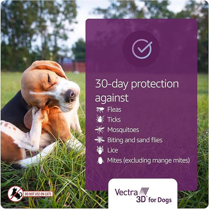Vectra 3D For Dogs Flea, Tick & Mosquito Treatment & Prevention For Extra Large Dogs Over 95 lbs - 3 Month Supply