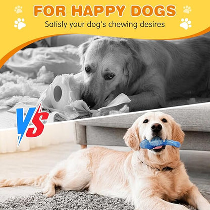 BoYoYo Tough Dog Toys for Aggressive Chewers 2 Pack, Indestructible Dog Toys to Keep Them Busy, Beef Flavor, Nylon Dog Chew Toys for Small, Medium and Large Dogs, Blue & Green