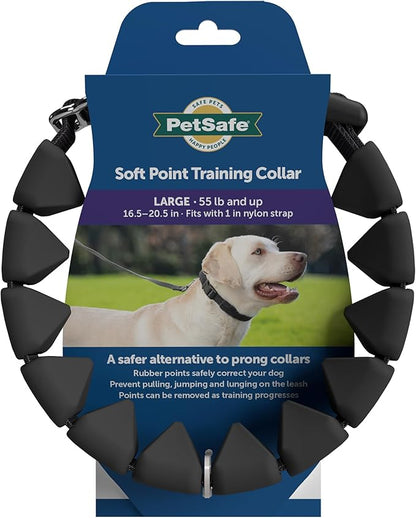 PetSafe Soft Point Training Collar - Comfortable No-Pull Adjustable Quick-Release Collar with Removable Soft Rubber Points - Pain-Free Training for Better Leash Manners - Large - Black
