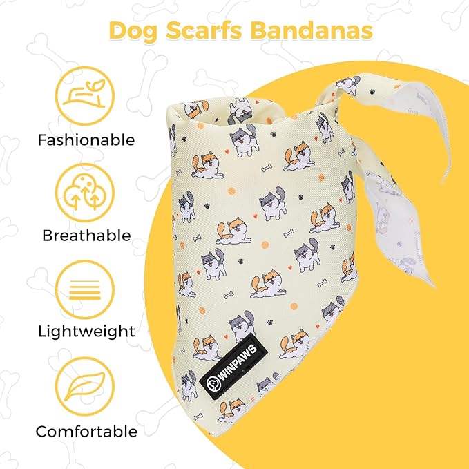 Dog Harness and Leash Collar Set with Dog Poop Bag Holder and Bandanas, Escape Proof Adjustable Puppy Cat Vest with Soft Mesh Padded, Pet Supplies for Small Medium Large Dogs Kitten(Yellow Puppy,XS)
