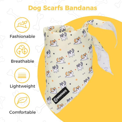 Dog Harness and Leash Collar Set with Dog Poop Bag Holder and Bandanas, Escape Proof Adjustable Puppy Cat Vest with Soft Mesh Padded, Pet Supplies for Small Medium Large Dogs Kitten(Yellow Puppy,XS)