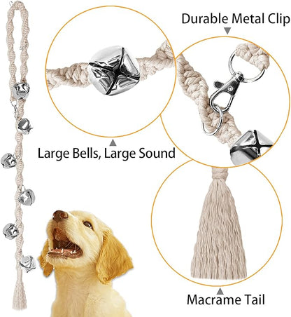Dog Bells to Go Outside & Puppy Potty Training, Adjustable Dog Door Bell Ring to Go Potty, Handmade with Premium Yarn. Twisted Style, Beige 2 Count
