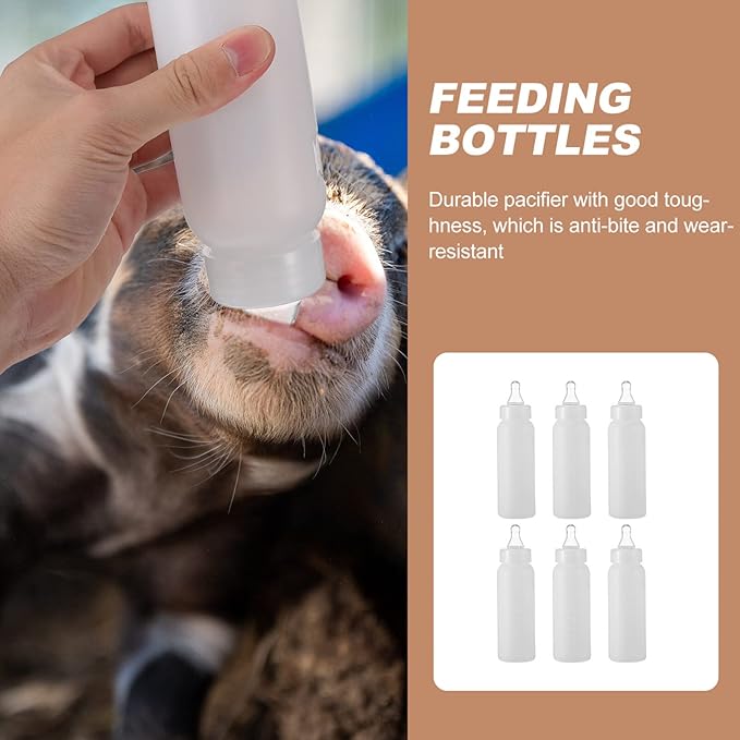 POPETPOP 6 Pack 250ml Pet Bottle Feeder Milk Replacer for Lambs Calves Puppies Design