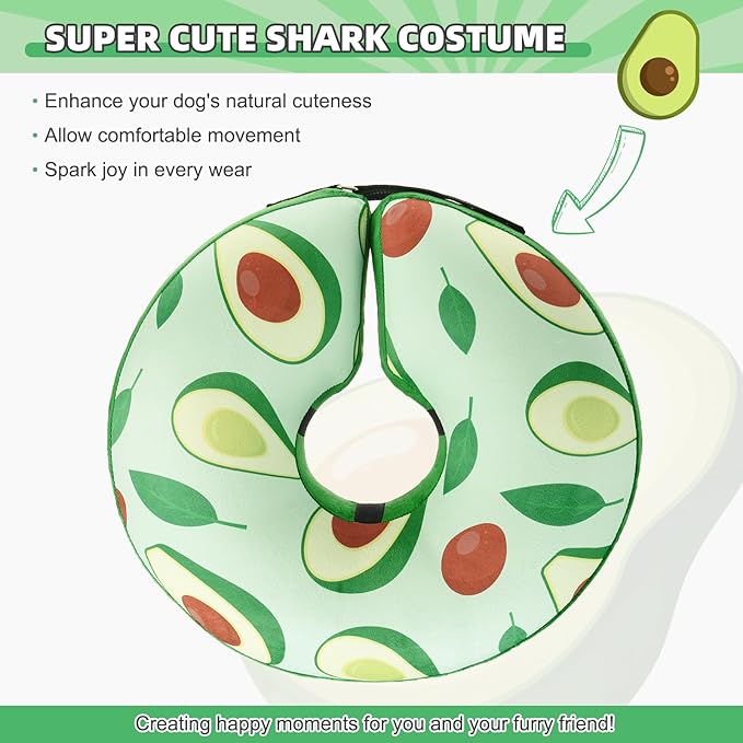 KOOLTAIL Inflatable Dog Cone Collar, Soft Donut E Collar for Dogs After Surgery to Stop Licking Enhanced Alternative, Blow Up Pet Neck Pillow Recovery Adjustable Cone for Dog Cat，Avocado L