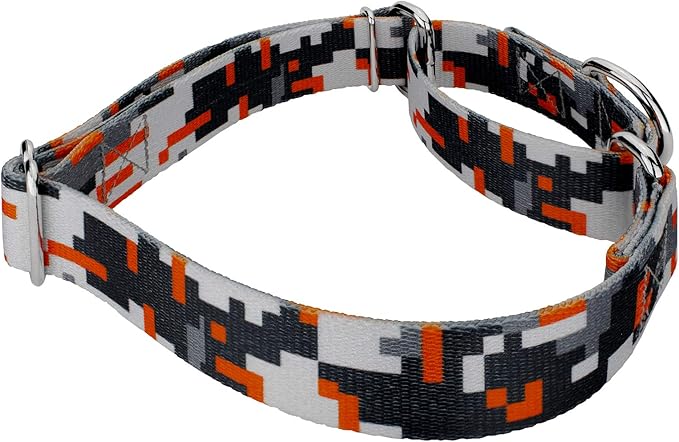 Country Brook Petz - Orange Digital Camo Martingale Dog Collar and Leash Limited Edition - Camouflage Collection Featuring Rugged Designs (1/2 Inch, 2XS)