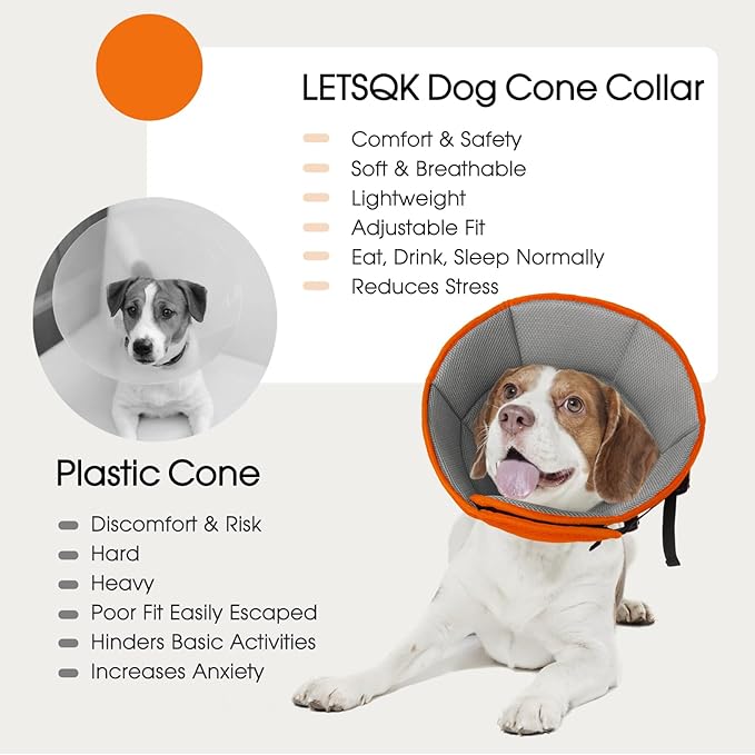 Dog Cone for Large Dogs After Surgery, Adjustable Soft Recovery Cone Collar for Dogs to Stop Licking, Professional Elizabethan Collar for Pet, Recovery Cones for Wound Healing & Hot Spots