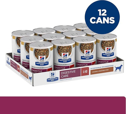 Hill's Prescription Diet i/d Digestive Care Chicken & Vegetable Stew Canned Dog Food, Veterinary Diet, 12.5 oz., 12-Pack Wet Food