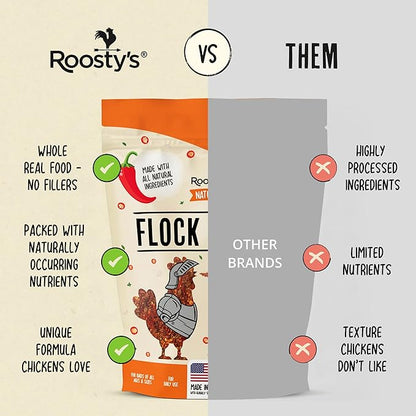 Roosty's Naturals Flock Armor - Chicken De-Wormer Powder - Chili Mix | XL 1LB Pouch | All-Natural Formula | US-Made Chicken Wormer - 16oz Bag
