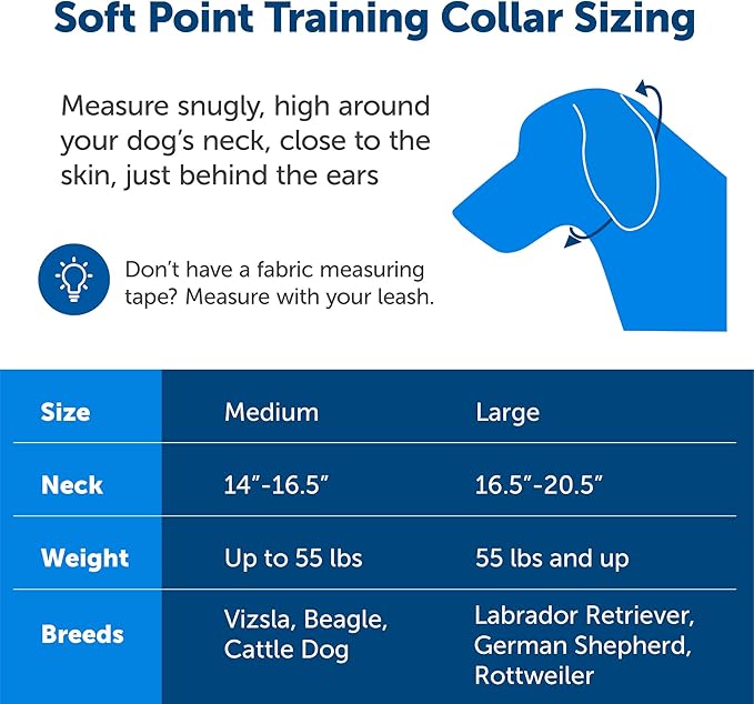 PetSafe Soft Point Training Collar - Comfortable No-Pull Adjustable Quick-Release Collar with Removable Soft Rubber Points - Pain-Free Training for Better Leash Manners - Medium - Blue