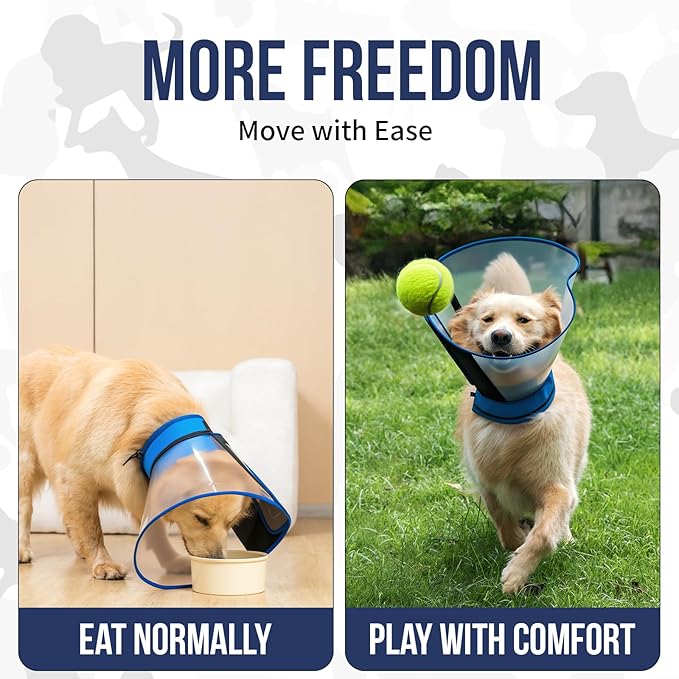 OneTigris Depth Adjustable Soft Dog Cone Collar for Medium Large Dogs After Surgery, Recovery for Small Dogs, Lightweight Elizabethan Collar for Dog to Stop Licking (Blue, XL)