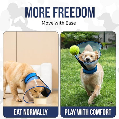 OneTigris Depth Adjustable Soft Dog Cone Collar for Medium Large Dogs After Surgery, Recovery for Small Dogs, Lightweight Elizabethan Collar for Dog to Stop Licking (Blue, L)