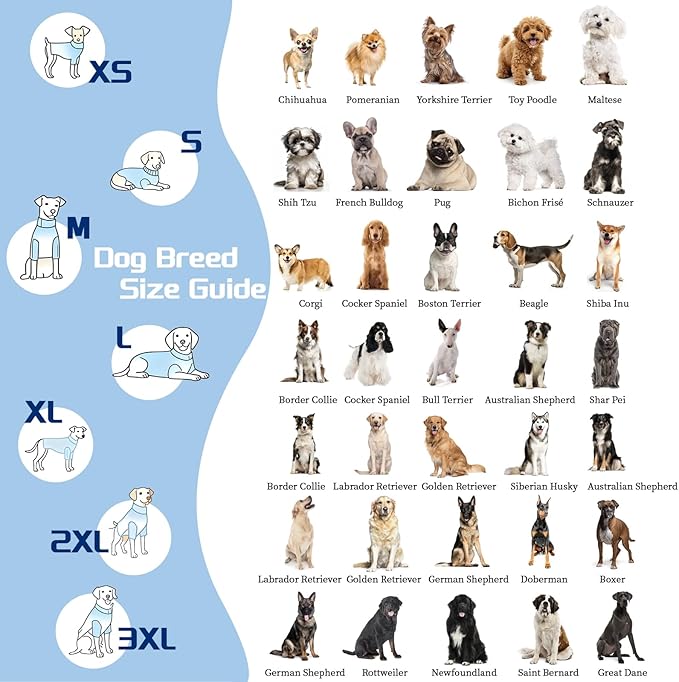 Breathable Dog Surgery Recovery Suit for Male/Female, Professional Dog Recovery Onesie with Zipper After Spay Abdominal Wounds, Anti Licking Cone E-Collar Alternative for Small Medium Large Dog