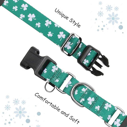 St.Patrick's Day Martingale Collar for Dogs with Buckle Adjustable Shamrock Spring Holiday Dog Collar (Clover, Small)