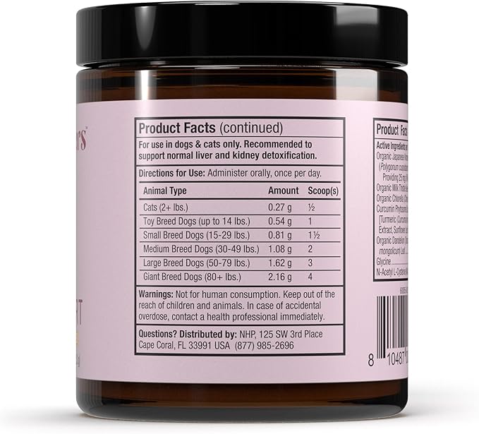 Bark & Whiskers Detox Support - Helps Support Healthy Liver & Kidney Function - Herbal Blend with Organic Milk Thistle & Green Tea - 1.8 oz