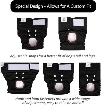 CuteBone Dog Diapers Female Washable Small Medium Large 3 Pack Reusable Doggie Diapers Puppy Period Pants for Doggy Heat Cycle Peeing