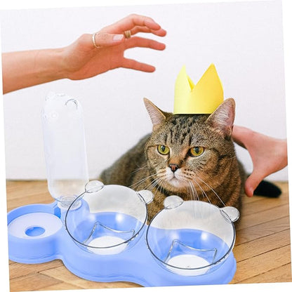 UKCOCO Multi Use Pet Feeder with Fall Design Transparent Detachable Water Dispenser for Cats and Dogs Practical Indoor Pet Supply