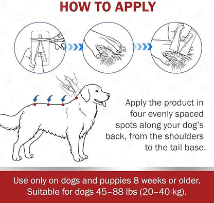 Flea and Tick Prevention for Dogs, 6-Month Supply, Dog Flea Control, Repellent, 44–88 lbs, 24-Hour Protect, Flea Supplements for Dogs, Nutritional Supplements