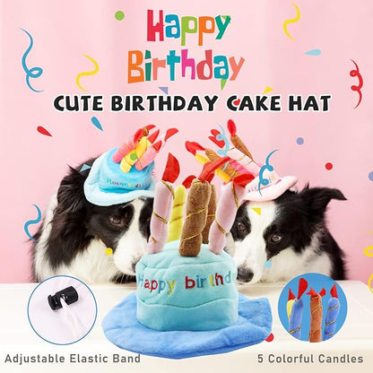 lilfrd Dog Birthday Toy Set, 9Pcs Plush Pet Toy for Small Dogs, Includes Squeaky Cake Hat, Bandana, Dessert Themed Toys, Balloons, for Dog Birthday Party