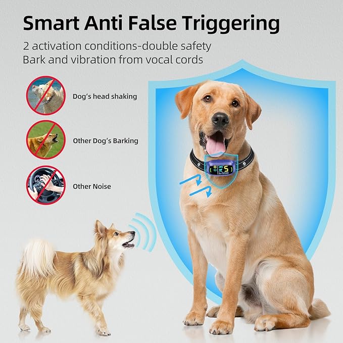 FAFAFROG Dog Bark Collar, Rechargeable Smart Collar, Anti Barking Training Collar with 5 Adjustable Sensitivity Beep Vibration, Bark Collar for Large Medium Small Dogs (Purple)