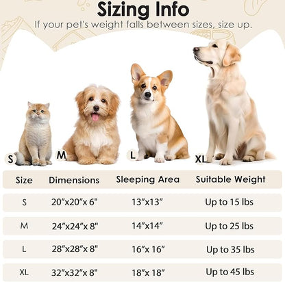 28in Large Dog Bed, Medium Size Dog and Cats, Calming Donut Bed for Puppy and Kitten, Washable Round Fluffy Pet Bed (Light Brown)