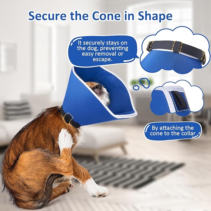BARKLESS Dog Cone, Soft Cone for Dogs After Surgery to Stop Licking, Alternative to Recovery Collar for Large Breeds, Adjustable Elizabethan Collar for Neutering and Wound Care