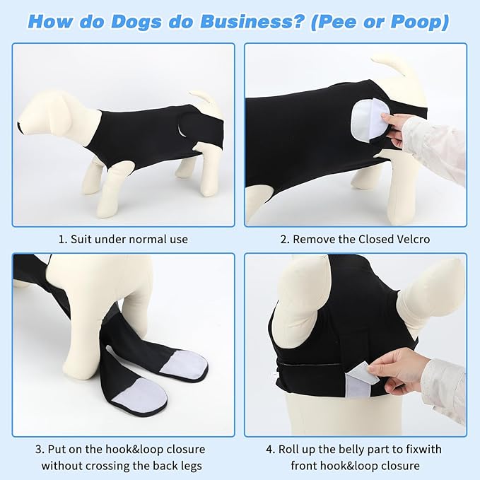 2 Packs Breathable Cotton Dog Recovery Suit for After Neuter Spay Abdominal Wounds Protector, Professional Anti-Licking Onesies for Male Female Pets Surgery Bandages, 2XL Black Grey Pure