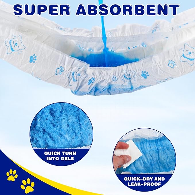 XPCARE 50 Count Disposable Male Dog Diapers, Male Dog Wraps,Super Absorbent Leak-Proof Fit (X-Small)